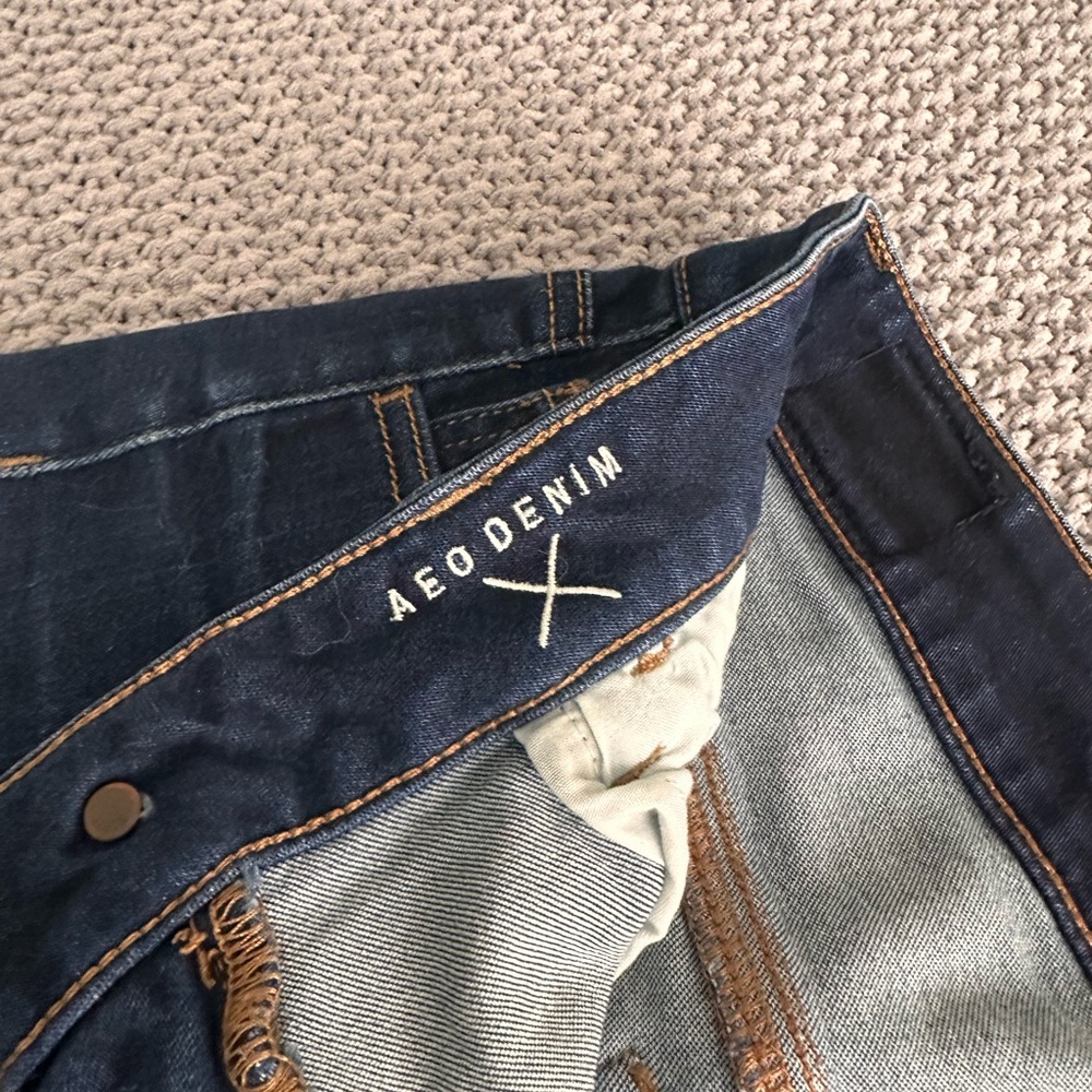American Eagle Outfitters Navy High-Rise Cutoff Denim Shorts - Picture 9 of 11